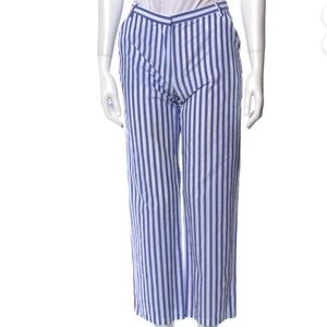 MARYAM NASSIR ZADEH blue and white striped straight-leg trousers